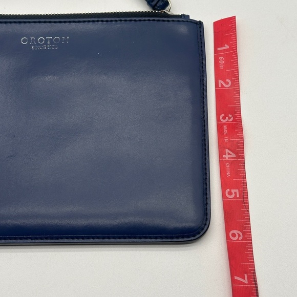 Blue Leather Oroton Zip Pouch with Wrist Strap - Picture 8 of 8